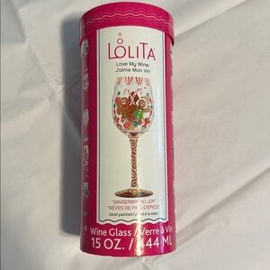 Lolita Gingerbread Joy Wine Glass and Cocktail-Themed Bar Towel
